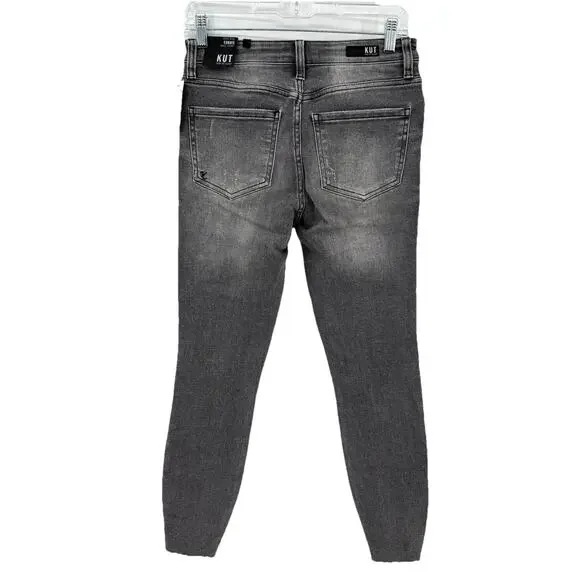 KUT from the Kloth Gray High Rise Connie Ankle Skinny Jeans Size 4 Distressed - Picture 3 of 8